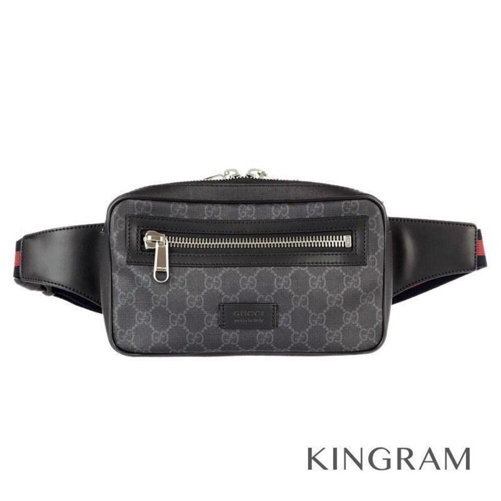 Gucci GG Supreme Belt Bag Black Leather Body Waist Pouch Clutch